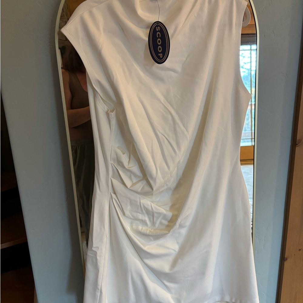 Scoop Women's White Draped Mini Dress